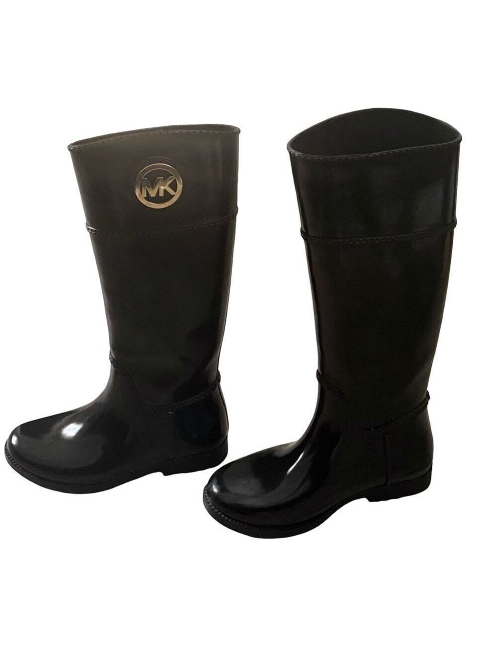 Michael Kors Waterproof Rubber Rain Boots Glossy Black Size 7 $150